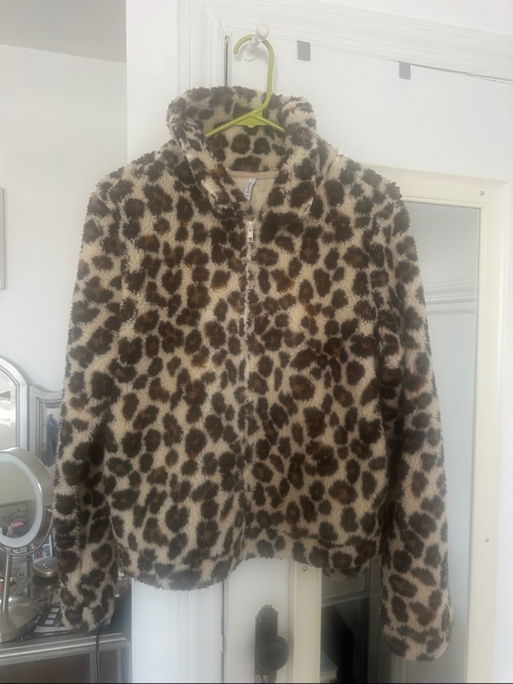 Z Supply Leopard Print Faux Fur Teddy Jacket - Brown/Beige